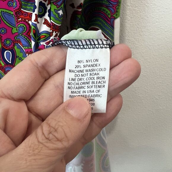 Jude Connally Holly Paisley Bright Colorful Tunic Mini  Shift Dress V-Neck XL - Picture 4 of 9